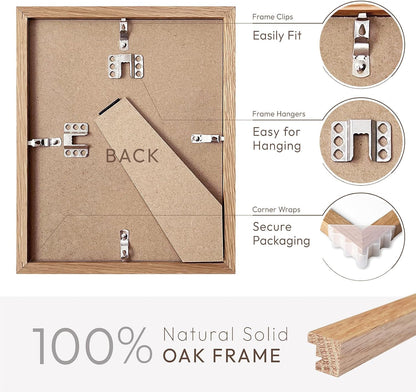 Solid Oak 8x10 Picture Frame by [Brand Name] - Elegant Photo Display with Mat for 5x7 Photos