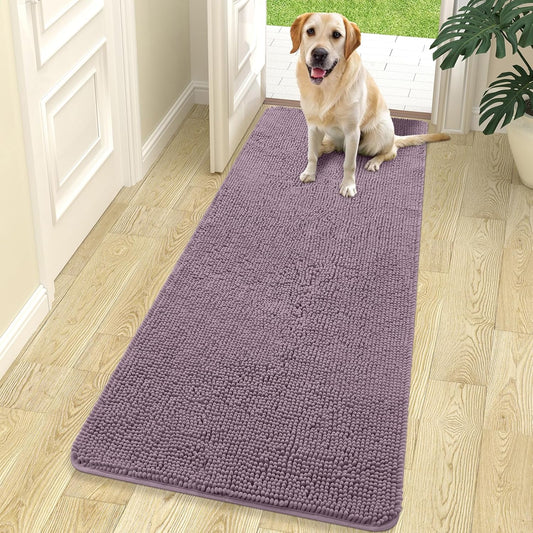 OLANLY Dog Door Mat - Absorbent Non-Slip Washable Doormat for Muddy Paws | 70x24 Deep Plum