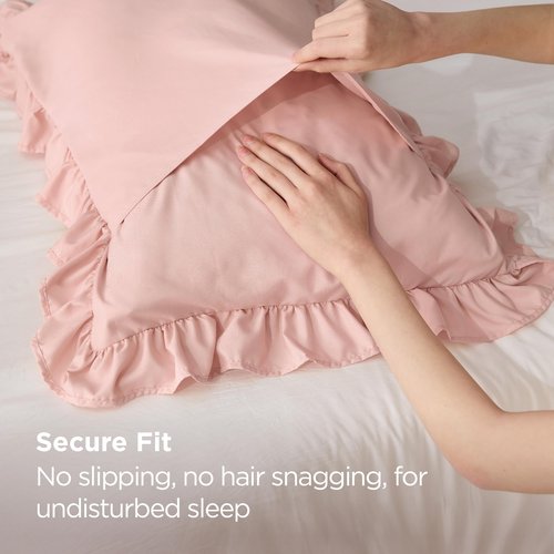 Bedsure Ruffle Body Pillow Covers, Ruffled Long Pillowc Shams, Double Brushed Microfiber Ruffled Pillow Case Covers with Envelope Closure, Blush Pink, 20" x 54"