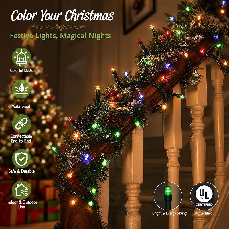 Dazzle Bright 132ft 400 LED Outdoor Christmas String Lights - 8 Modes, Waterproof