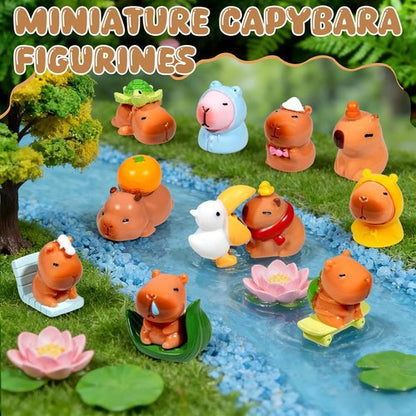Exasinine Miniature Capybara Figurines - 26pcs Resin Set for DIY Fairy Garden Decor | Home & Party Decorations