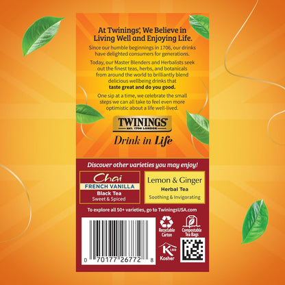 Twinings Ultra Spice Chai Tea Bags - Sweet & Savory Caffeinated Blend | 120 Individually Wrapped Bags