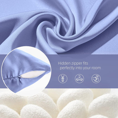 Mulberry Silk Pillowcases by Skiennix - Soft, Breathable, Double-Sided with Zipper | Standard Size, Cornflower Blue