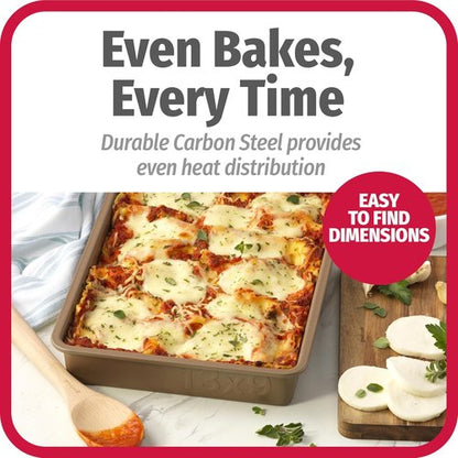 GoodCook BestBake Nonstick Bronze Baking Pan - 9" x 13" Textured Carbon Steel, Scratch-Resistant, Easy Cleanup