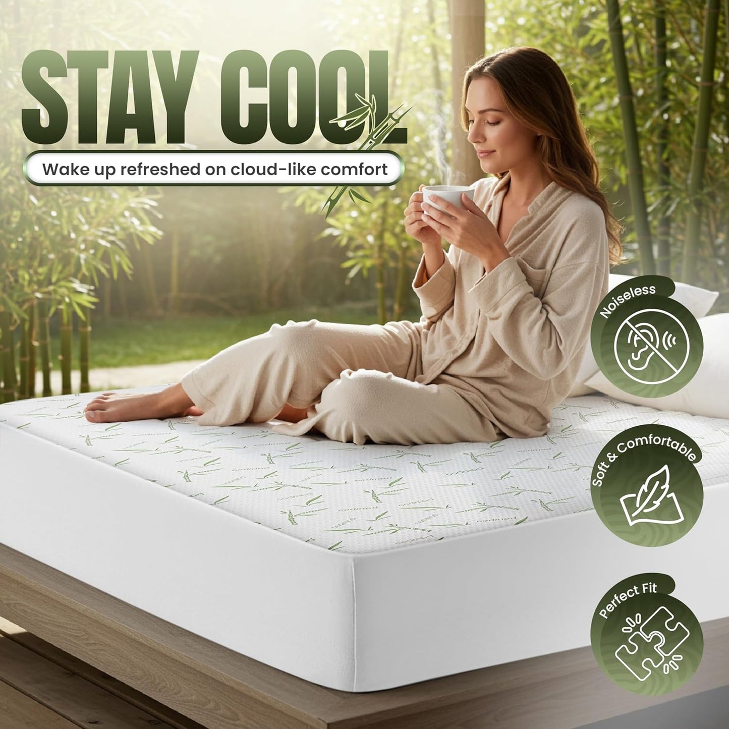 Utopia Bedding Waterproof Mattress Protector - Twin XL, Soft Bamboo Viscose, 15-Inch Deep Pockets