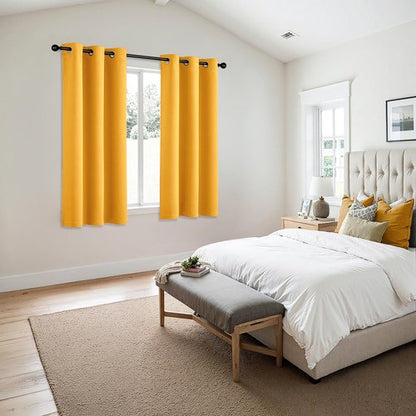 MIULEE Yellow Blackout Curtains - Bedroom Window Treatment Curtains Thermal Insulated Room Darkening Drapes for Living Room Kitchen Grommet Light Blocking Drapery, 40 x 45 Inches Long, 2 Panels