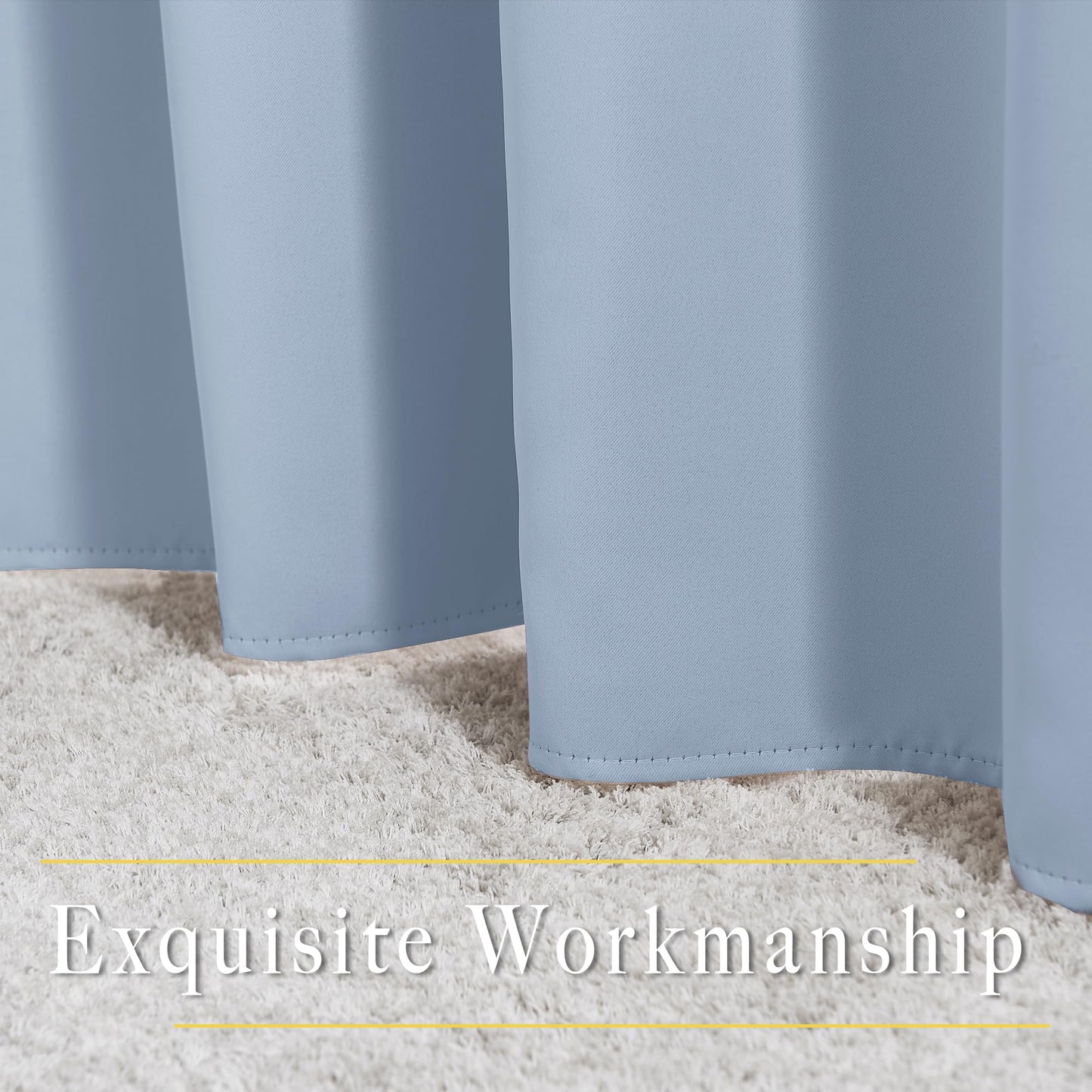 NICETOWN Room Darkening Grommet Panels - (52 inches Width, Vintage Blue, 1 Pair) Extra Long Curtains 120 inches Long, Privacy Draperies for Large Window