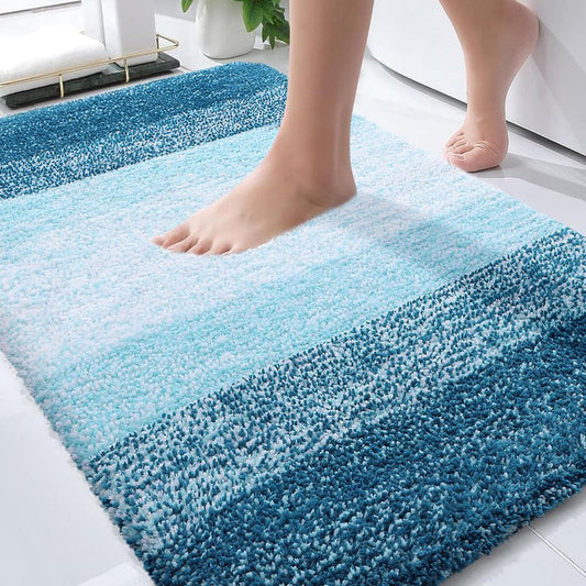 OLANLY Bathroom Rug Mat 36x24, Extra Soft and Absorbent Microfiber Bath Rugs, Non-Slip Plush Shaggy Bath Carpet, Machine Wash Dry, Bath Mats for Bathroom Floor, Tub and Shower, Peacock Blue