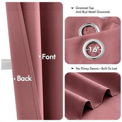MIULEE Dusty Rose Blackout Curtains for Bedroom Living Room 54 Inches Long 2 Panels, Thermal Insulated Room Darkening Drapes Solid Grommet Noise Reduction Light Blocking Window Treatments 40x54 Inch