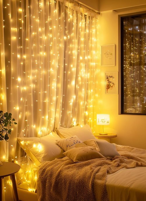 Brightown 300 LED Fairy Curtain Lights - 9.8ft Warm White String Lights with Remote | 8 Lighting Modes for Indoor Decor