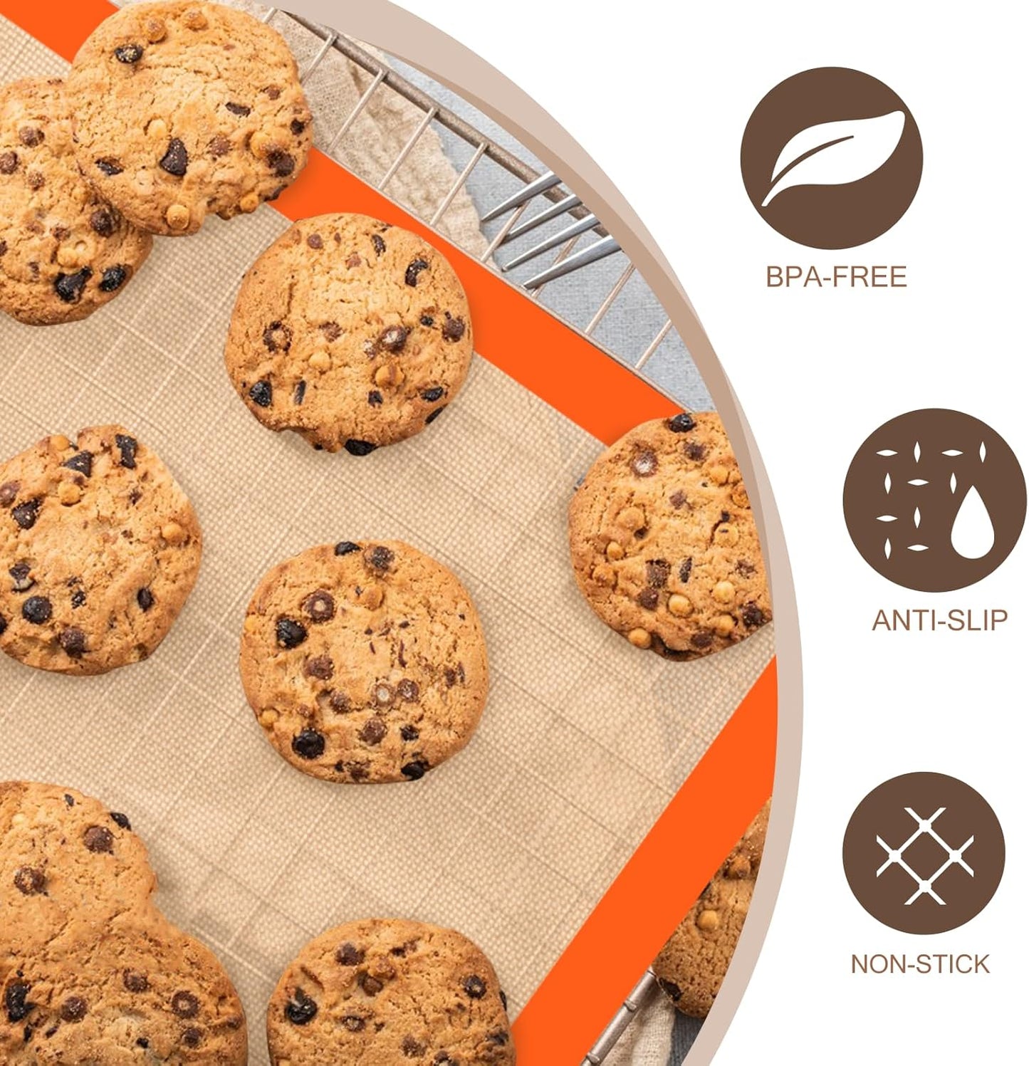 Silicone Baking Mat Set - Reusable Non-Stick Food Safe Mats for Cookies & Bread | Oven Safe