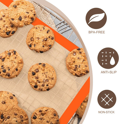 Silicone Baking Mat Set - Reusable Non-Stick Food Safe Mats for Cookies & Bread | Oven Safe