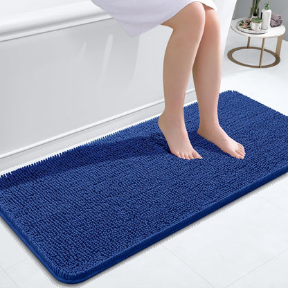 OLANLY Bathroom Runner Rugs - Soft Absorbent Chenille Bath Mats | Quick Dry, Machine Washable, 47x20 Royal Blue