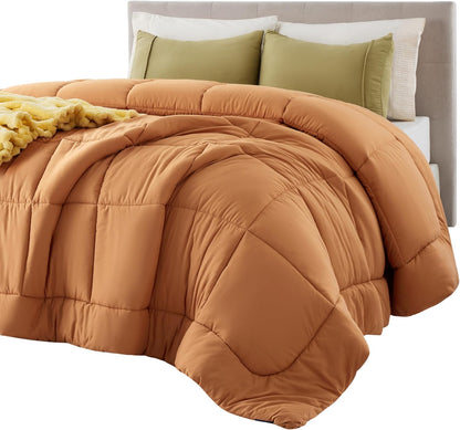 Bedsure Comforter Duvet Insert - All-Season Quilted Full Size Bedding, GentleSoft Down Alternative, Burnt Orange 86 x 82 Inches
