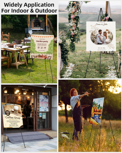 Nicpro Art Folding Easels - 63-Inch Metal Tripod Display Stands, 6 Pack with Carry Bag - Black Collapsible