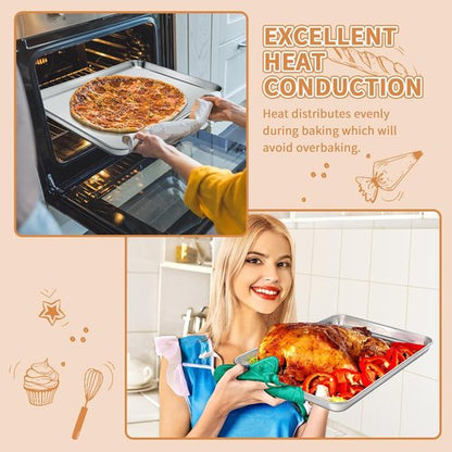 Deedro Stainless Steel Baking Sheet Set - Heavy Duty, Non-Toxic & Easy Clean | 17.3 x 12.3 Inch