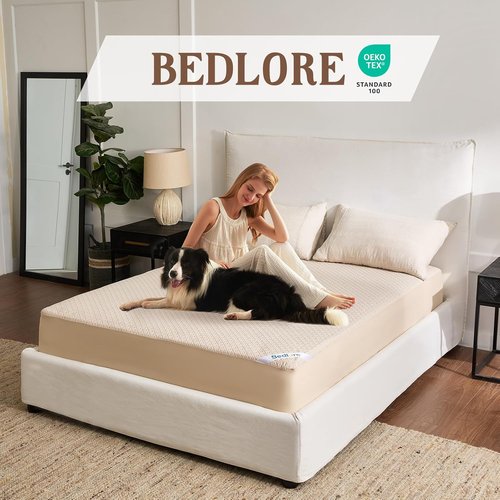 BEDLORE Twin Size Mattress Protector - Waterproof, Noiseless Cover with Stretchable Pockets | Soft Beige Pad for 6-15 Inch Mattresses