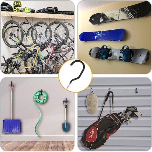 KURUI Heavy Duty Bicycle Hooks - 6 Pack Wall Mount Storage for Bikes & Plants | No Drill Design