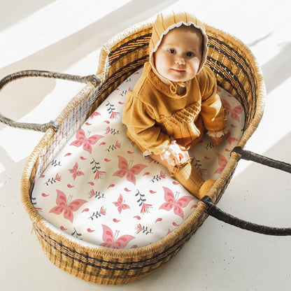 Yoofoss Bassinet Sheets - 3-Pack Fitted Set for Halo Bassinest & More | Soft, Breathable Pink & Butterfly Design