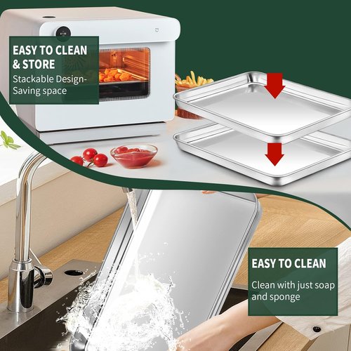 CEKEE Stainless Steel Half Sheet Pans Set - 2 Large Baking Sheets with Racks | Rust & Warp Resistant, 18 Inch