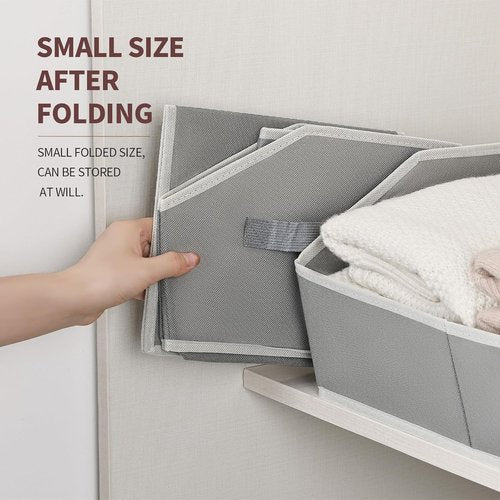 Homsorout Large Storage Bins - 6 Pack Fabric Baskets for Organizing | Foldable Cube Organizer in Grey