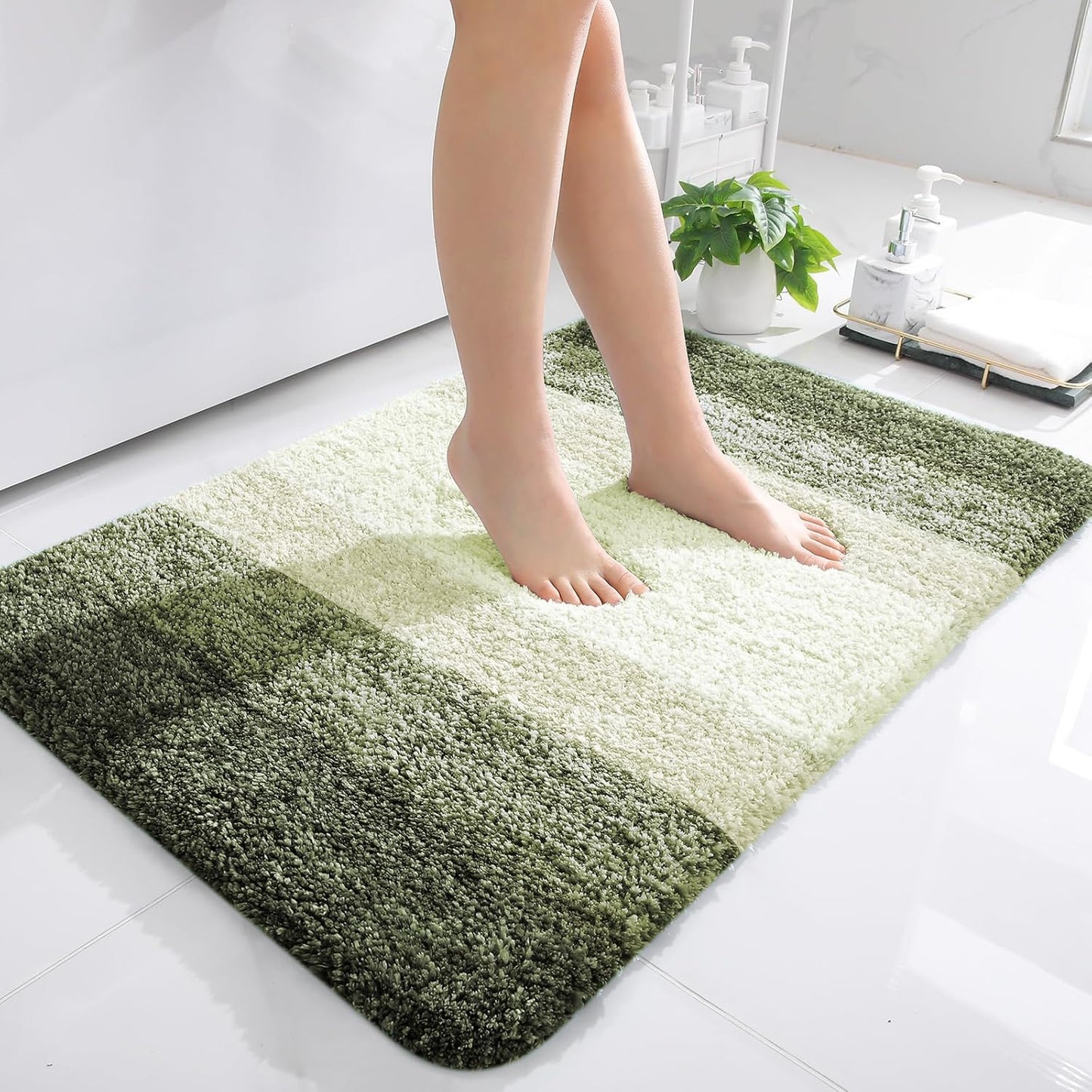OLANLY Bathroom Rugs - Extra Soft Microfiber Mat | Quick-Dry, Machine Washable, 36x24, Dark Green