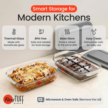 Skiennix 8-Piece Rectangular Bakeware Set - BPA-Free, Leakproof, Dishwasher & Microwave Safe | Clear Containers with Lids