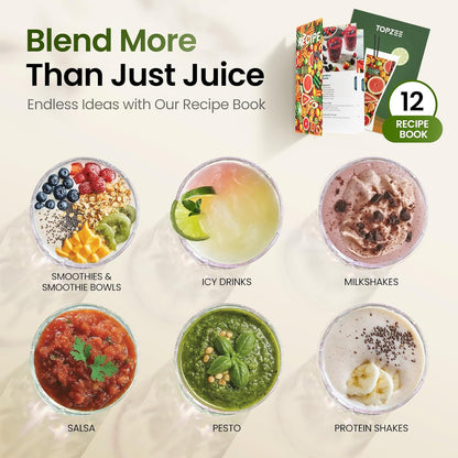 TOPZEE Personal Smoothie Blender - 1000W Compact Single-Serve Blender with 24oz To-Go Cup | Ideal for Protein Shakes & Smoothies
