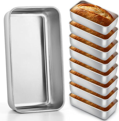 E-far Stainless Steel Loaf Pans - 8 Pack, 9x5 Inch Bakeware for Bread, Cake & Meatloaf | Non-Toxic & Dishwasher Safe