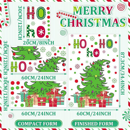 Christmas Wall Decals 3 Sheets – Red Green Tree & Snowflake Stickers Set