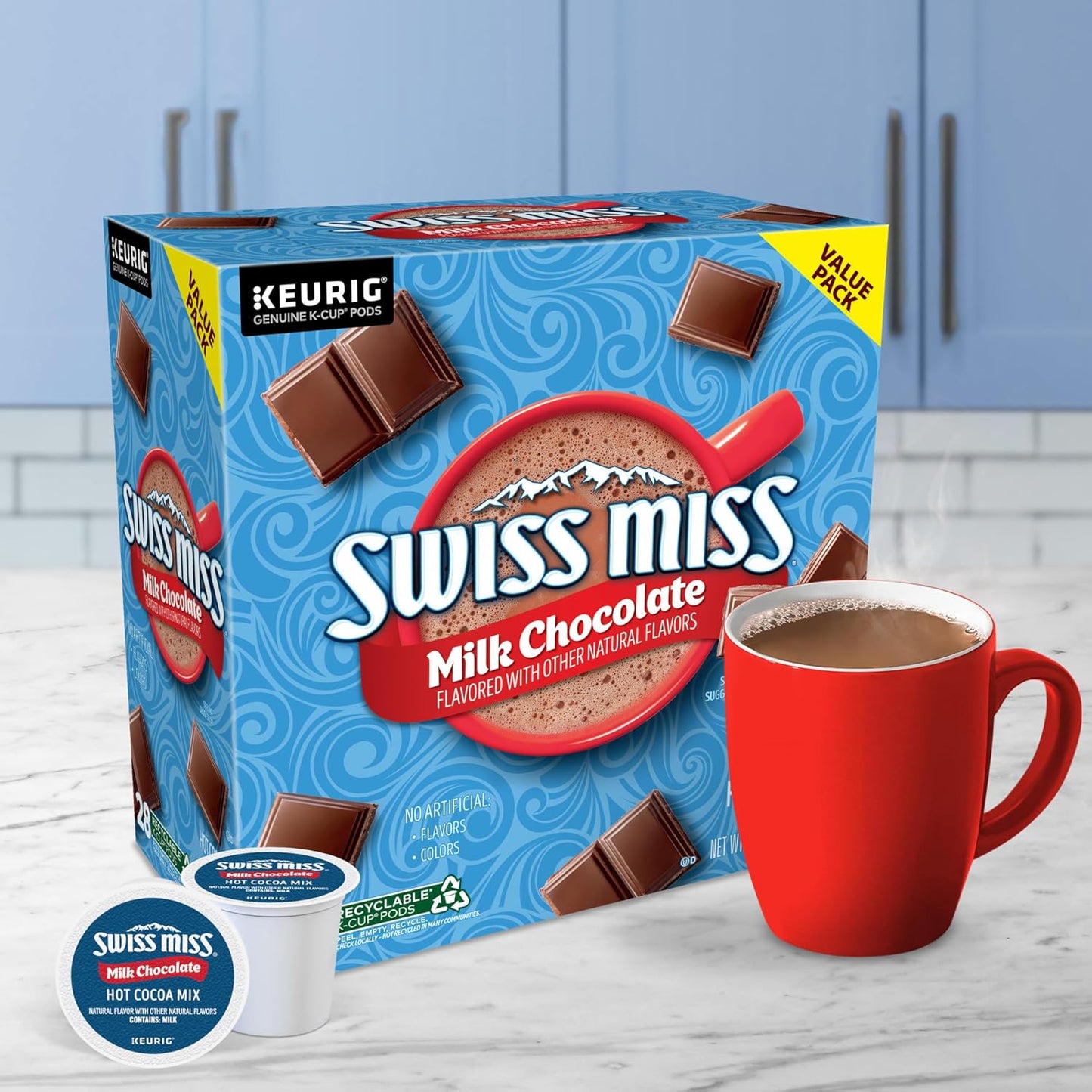 Swiss Miss Hot Cocoa K-Cup Pods - Rich Milk Chocolate Flavor | 28 Count Single-Serve Packs