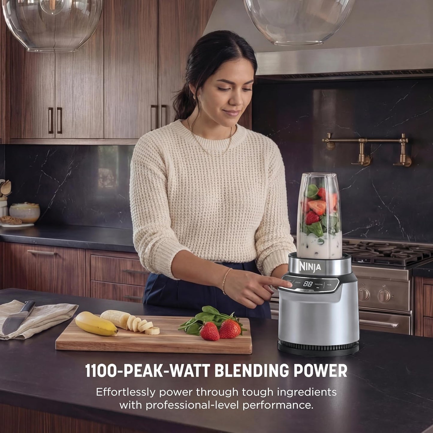 Ninja Nutri Pro Blender - Single Serve for Smoothies & Shakes | Includes 2 Cups & Lids | Silver
