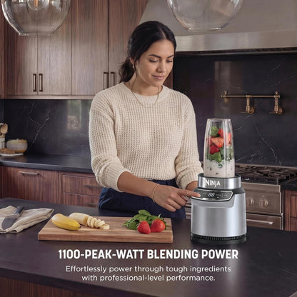 Ninja Nutri Pro Blender - Single Serve for Smoothies & Shakes | Includes 2 Cups & Lids | Silver