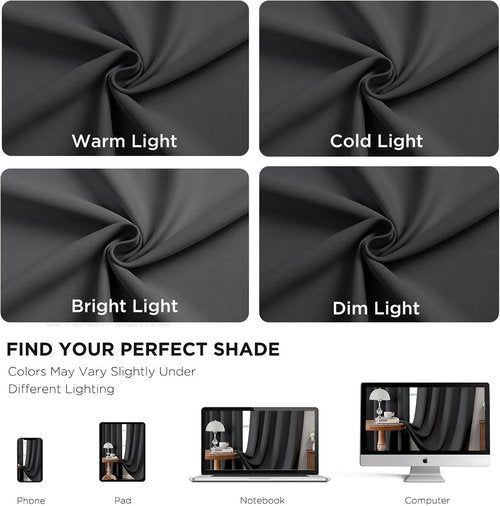 Joydeco 96 Inch Blackout Curtains for Bedroom, Black Out Curtains 96 inch Long, Room Darkening Thermal Insulated Drapes 2 Panels Set, Dark Grey Curtains for Living Room
