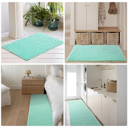 TYUU Waffle Bath Mat, Boho Bathroom Rugs Non Slip Washable Super Absorbent Quick Dry Cute Bath Mat Farmhouse Bathroom Decor, 36"x24" Aqua Blue
