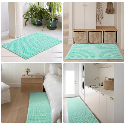 TYUU Waffle Bath Mat, Boho Bathroom Rugs Non Slip Washable Super Absorbent Quick Dry Cute Bath Mat Farmhouse Bathroom Decor, 48"x24" Aqua Blue