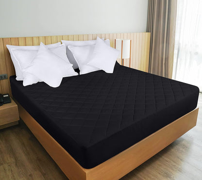 Utopia Bedding Quilted Fitted Mattress Pad - Twin Size Deep Pocket Protector | Machine Washable Black