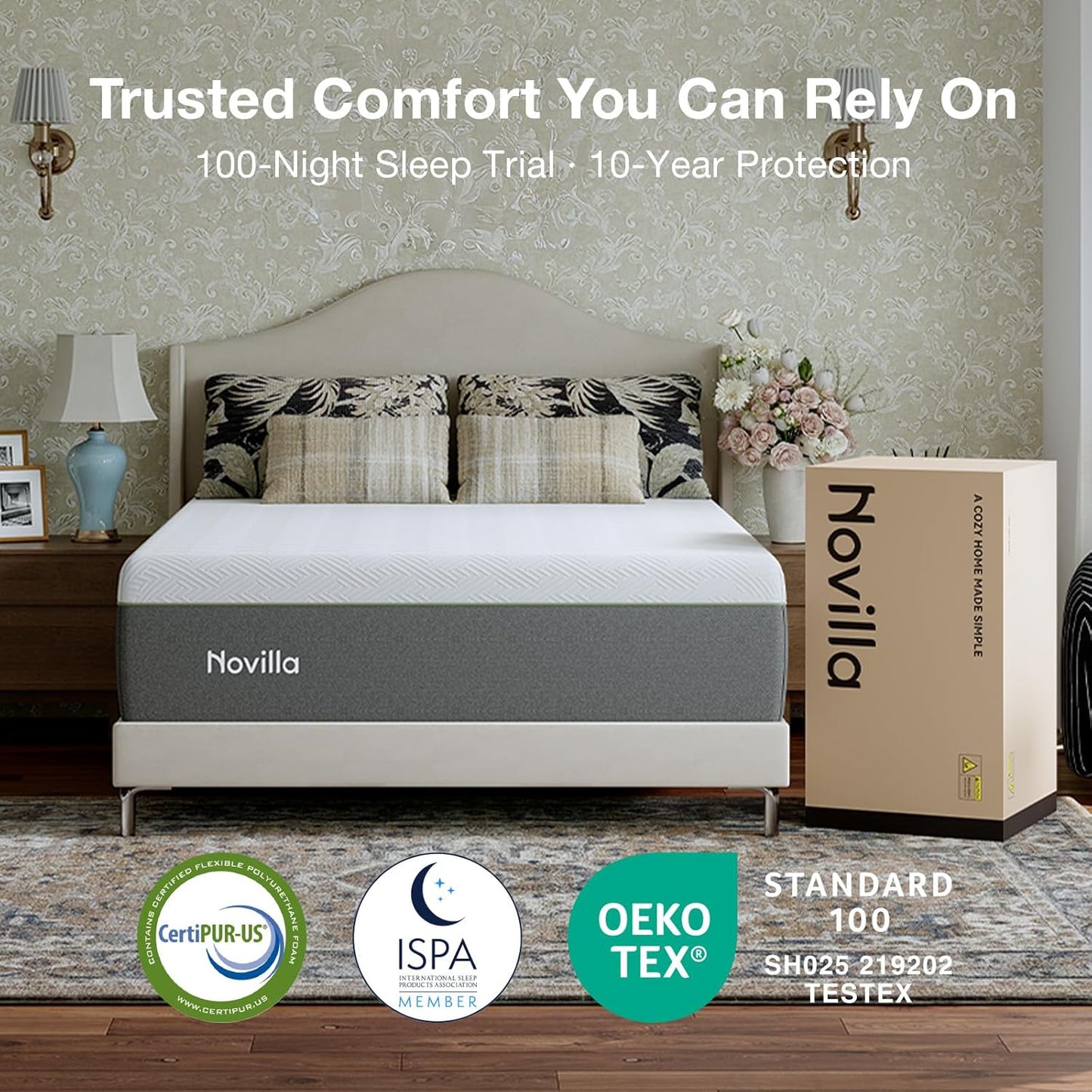Novilla Bliss Queen Size Memory Foam Mattress - 10 Inch Cool-Touch Cover for Refreshing Sleep & Pain Relief