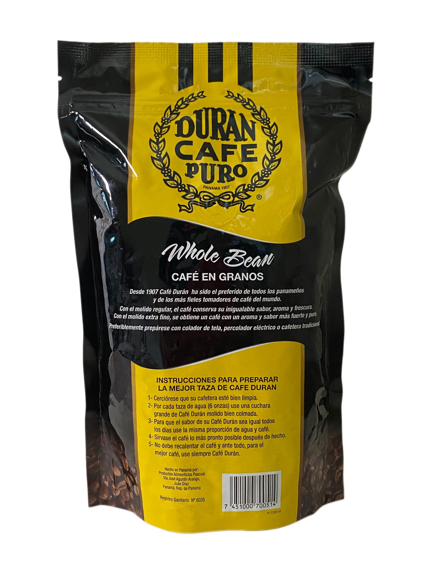 Cafe Duran - Whole Bean Medium Roast Coffee Freshly Imported from Panama 354g (12.5oz)