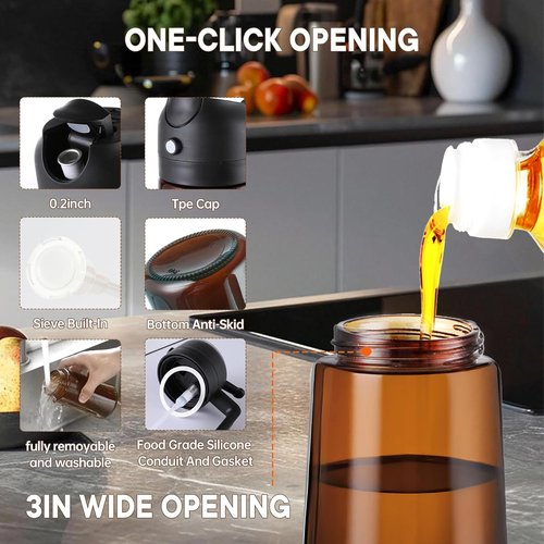 LAKUMIQI Olive Oil Sprayer - 2-in-1 Glass Dispenser & Mister, 16oz, Non-Aerosol, Leak-Resistant for Cooking & BBQ