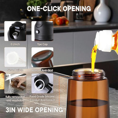 LAKUMIQI Olive Oil Sprayer - 2-in-1 Glass Dispenser & Mister, 16oz, Non-Aerosol, Leak-Resistant for Cooking & BBQ