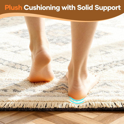 Veken Non-Slip Cushioned Rug Pad - 5 Ft Felt & Silicone Backing, 1/4 Inch Thick for Hardwood Floors