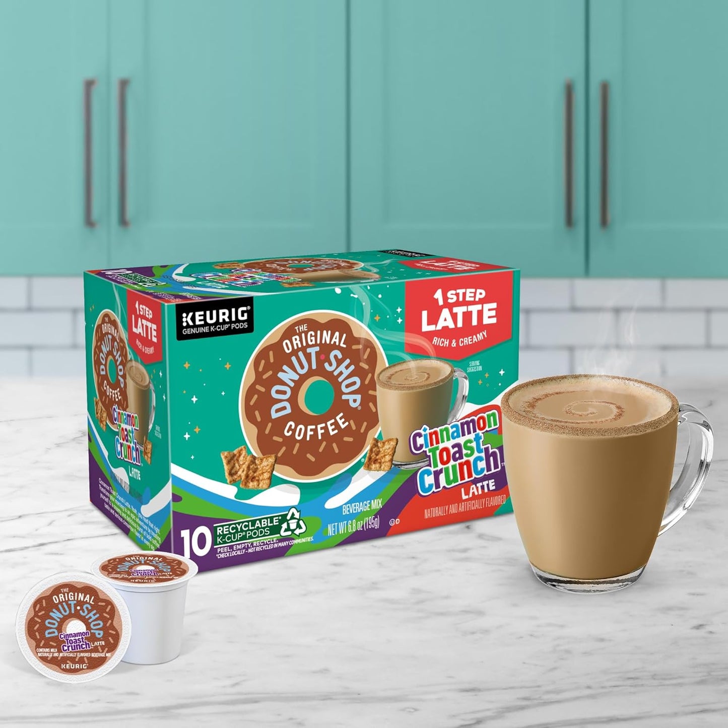 Original Donut Shop Cinnamon Toast Crunch Latte K-Cup Pods - One-Step Brewing, 60 Count