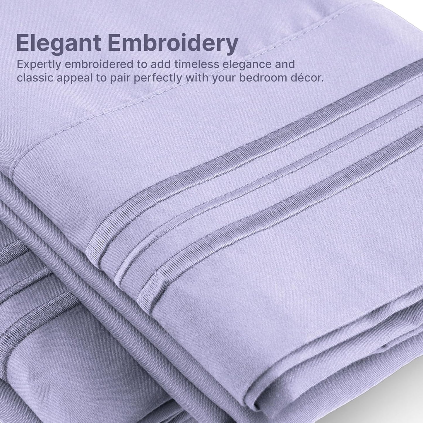 Queen Pillow Cases by [Brand Name] - Ultra Soft Hotel Quality Covers | Wrinkle-Free & Fade Resistant - 4 Piece Set in Lavender