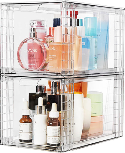 Vtopmart Stackable Makeup Organizer - 4 Pack Storage Drawers Set for Easy Access and Neat Display