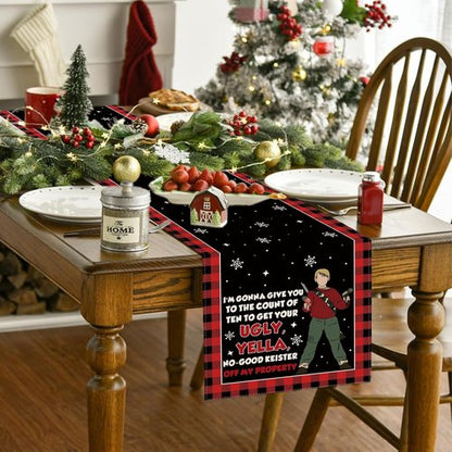 Home Alone Christmas Table Runner | Funny Kitchen Decor for Winter & New Year Celebrations