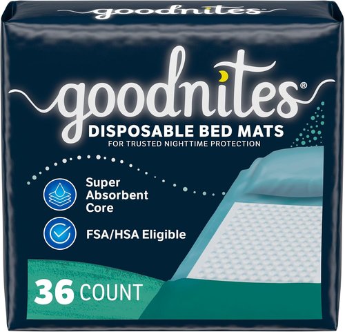 Goodnites Disposable Bed Pads - Bedwetting Protection Mats, 2.4 x 2.8 Ft, 36 Count (4 Packs of 9)
