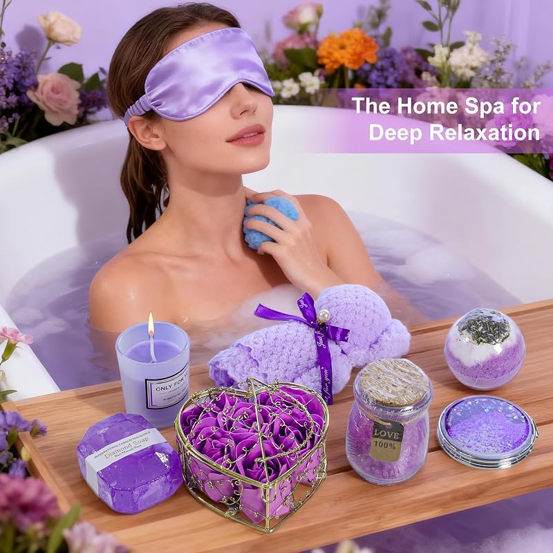 Lavender Spa Advent Calendar 2026 for Women – Purple Countdown Gift Set with Bath Accessories