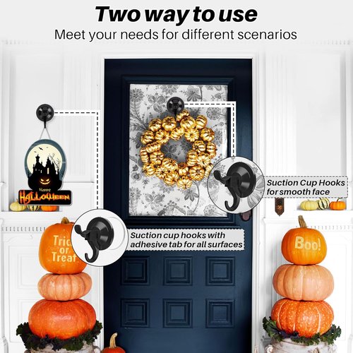 Heavy Duty Suction Cup Hooks by [Brand Name] - 5 Pack Removable Wreath Holders for Doors & Windows | Holds Up to 11 Lbs