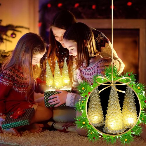 Baquler Acrylic Lighted Christmas Tree | 8.66'' Color Changing LED Night Light Decoration - Silver